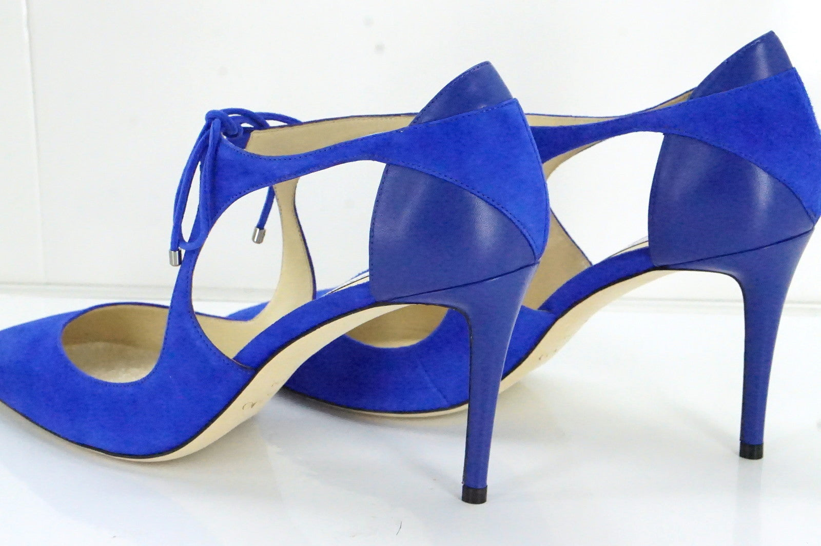 Jimmy Choo Vanessa Cobalt Blue Suede Straps Sandals SZ 40.5 10.5 Heels NIB $750