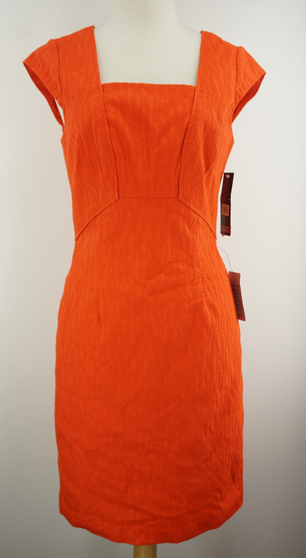 Adrianna Papell Seamed Sheath Dress Size 2 Women's $99 Cap Sleeve Coral