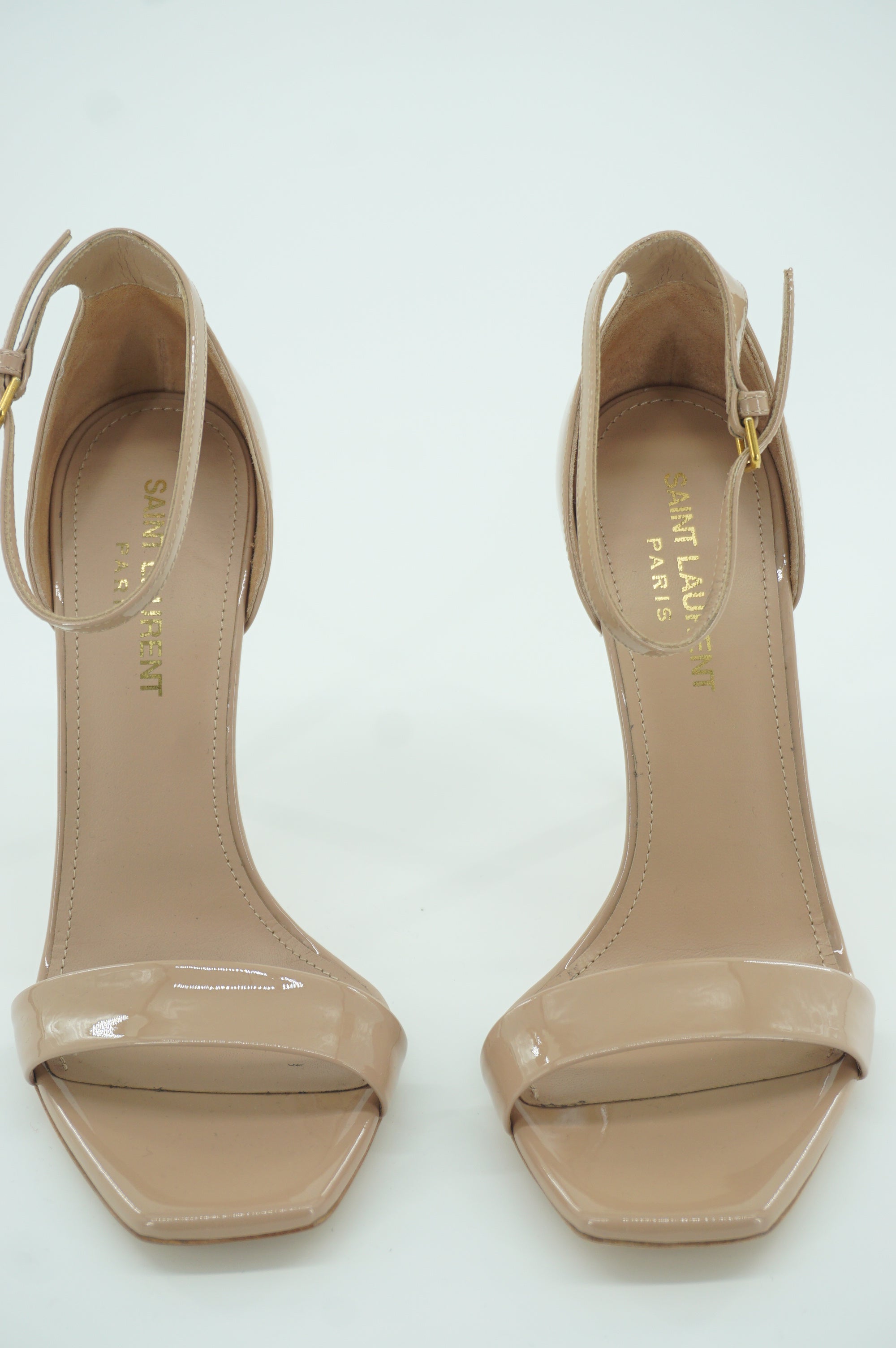 Saint Laurent Paris Amnber Nude Patent Sandals size 36 Pumps Ankle Strappy YSL