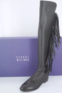 Stuart Weitzman Black Leather Mane Fringe Over Knee Boots SZ 6 NIB OTK 5050 $855