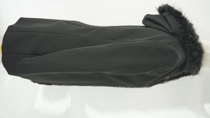 Prada Black Beaver Fur Trim Hooded Womens Coat size 40 EU 4 US New $2375 new
