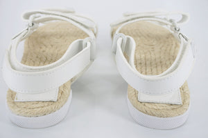 Tory Burch White Leather Strappy Bumper Espadrille Sandal Size 5.5 Flat NIB