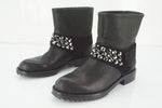 Pedro Garcia Black Leather 'Kian' Crystal Studded Biker Boots Size 35.5 New $875