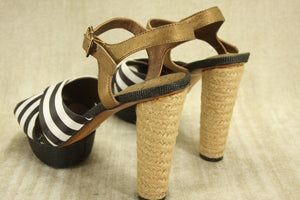 Sam Edelman Black White Leather Mabel Ankle Strap Platform Sandals Size 9.5 $140