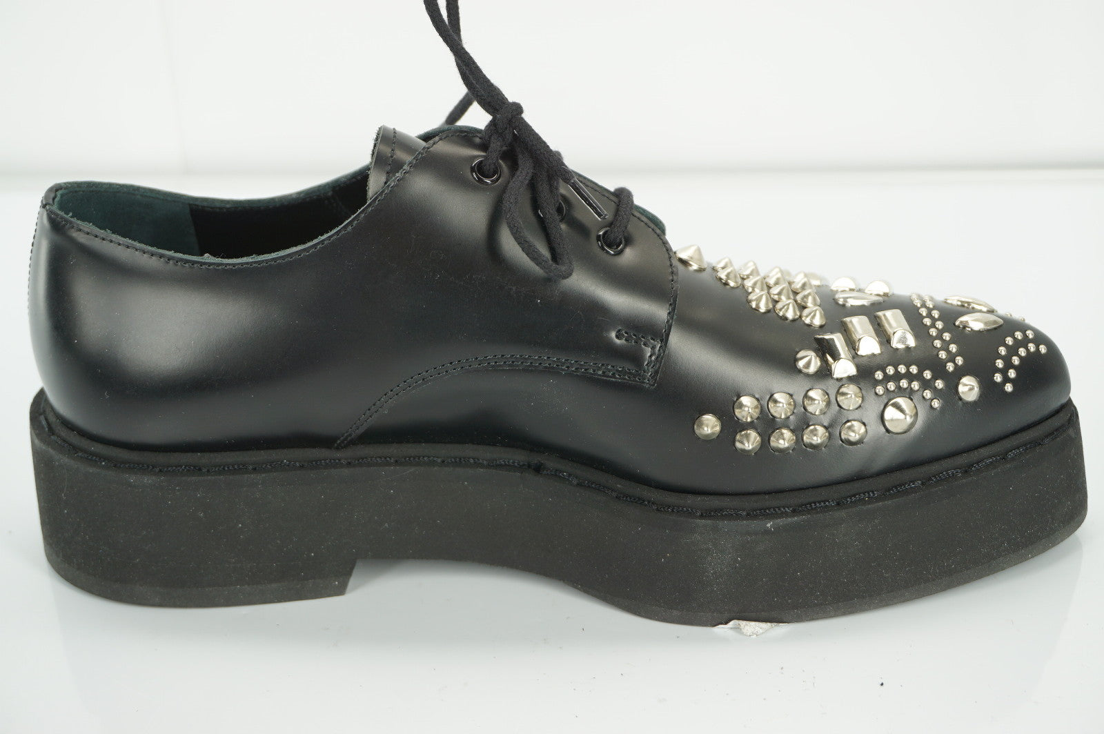 Alexander McQueen McQ Black Leather Studded Toe Women's Shoes Size 39 NIB $835