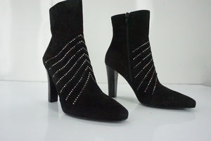 Saint Laurent Paris Lily Black Suede Crystal Ankle Boots Size 36.5 NIB YSL Yves