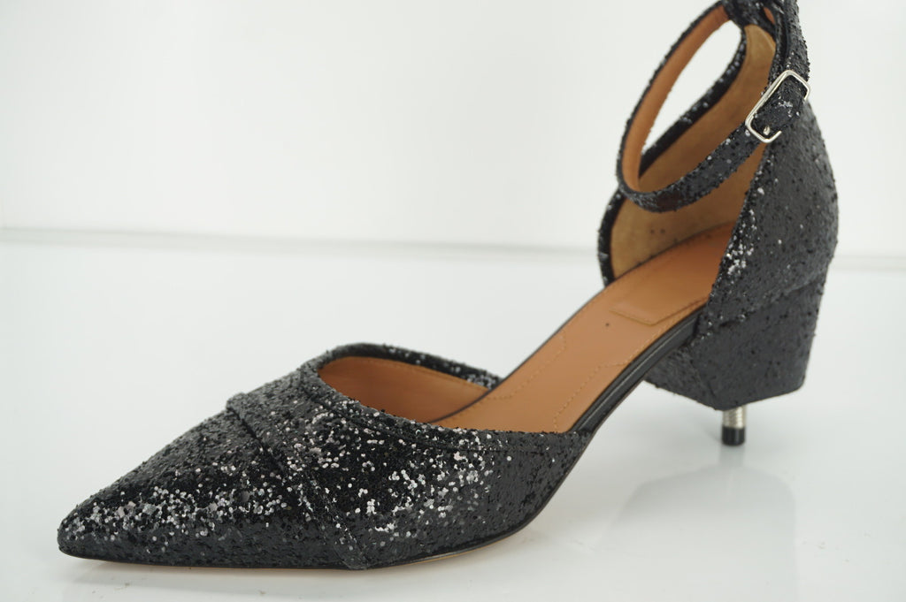 Givenchy Screw-Heel Coarse Glitter D'Orsay Ankle Strap Pumps SZ 37 New $995