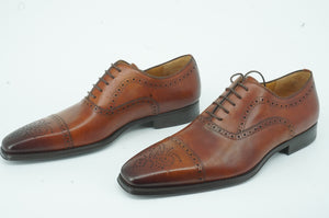 Magnanni Galen Brogue Perforated Toe Oxford Derby Dress Shoes Size 12 Brown $395