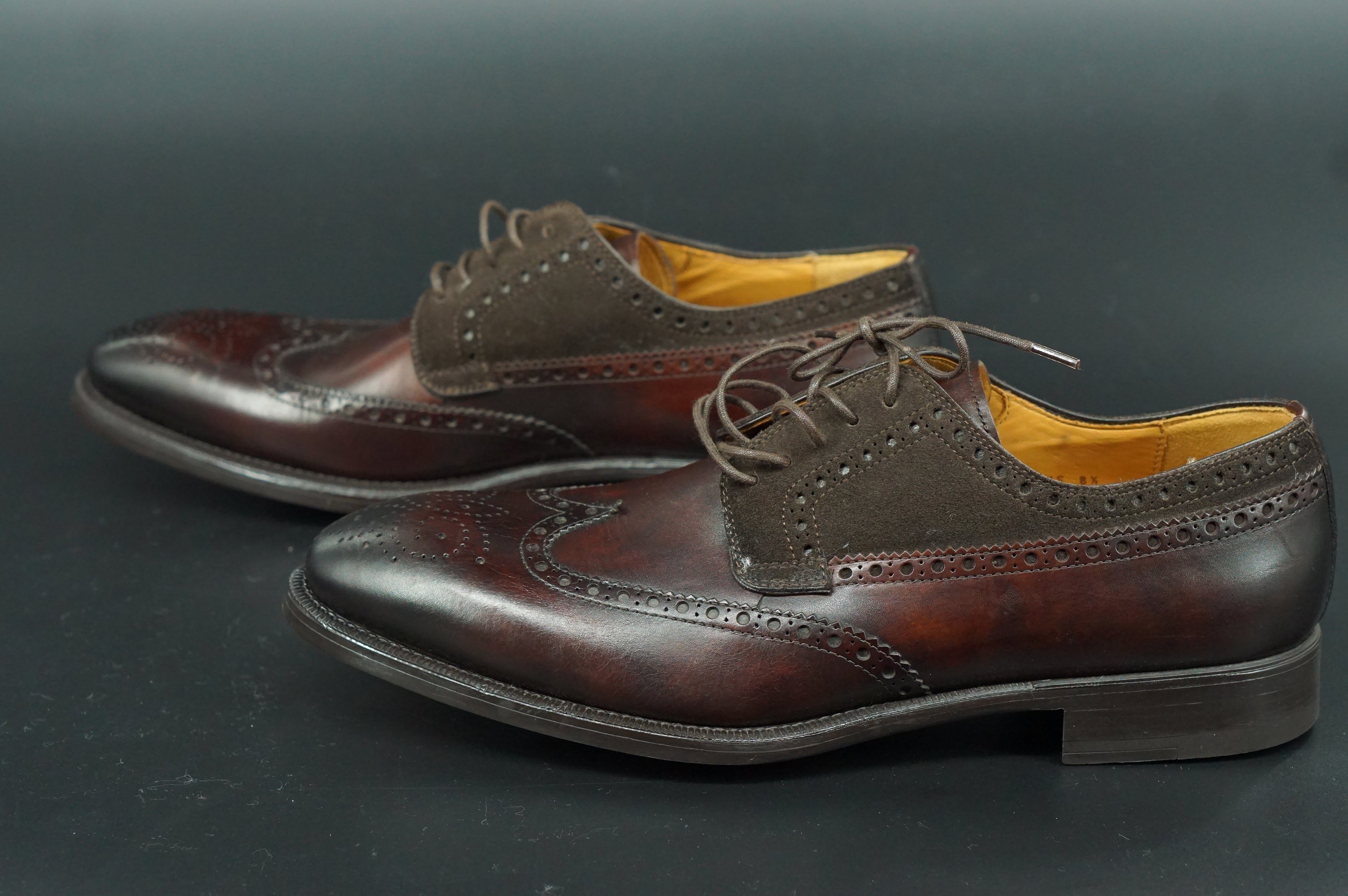 Magnanni MidBrown Leather Roda Wingtip Oxfords Dress Shoes SZ 8.5 New $395 Men's