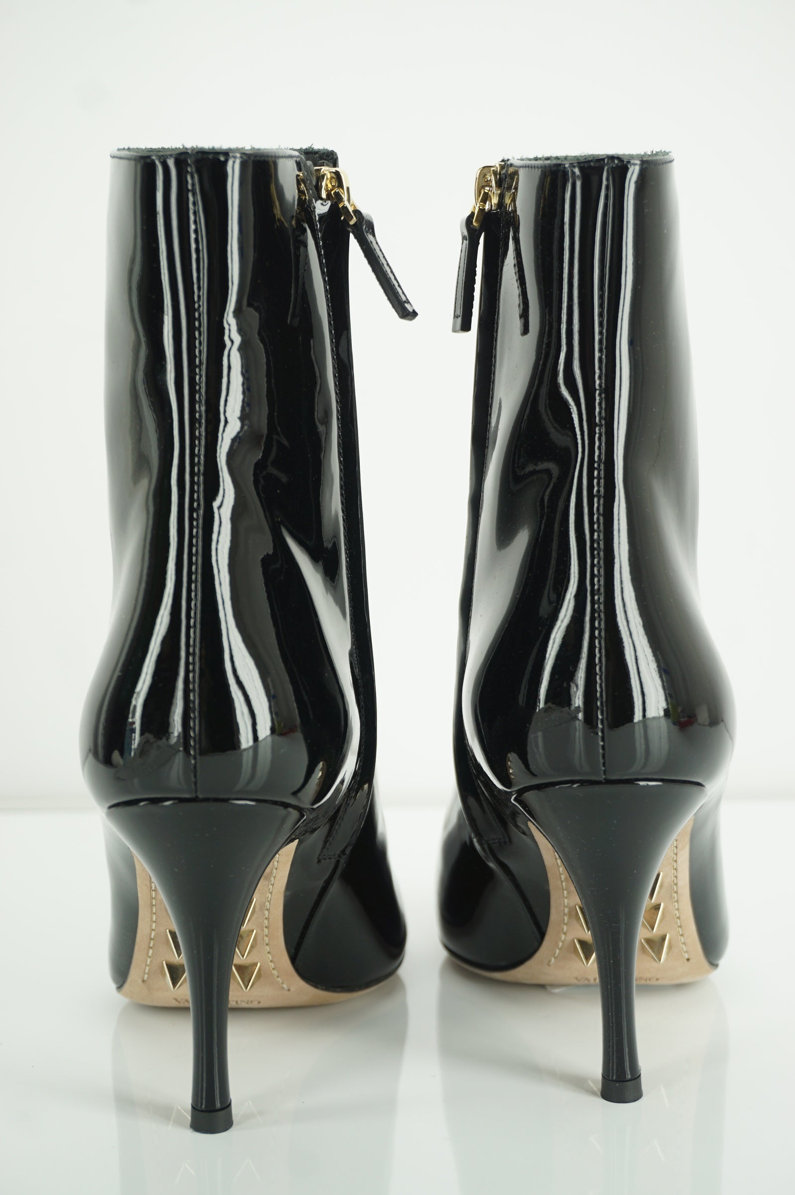 Valentino Black Patent Rockstud Bottom Sole Ankle Booties Size 37.5 NIB $1345