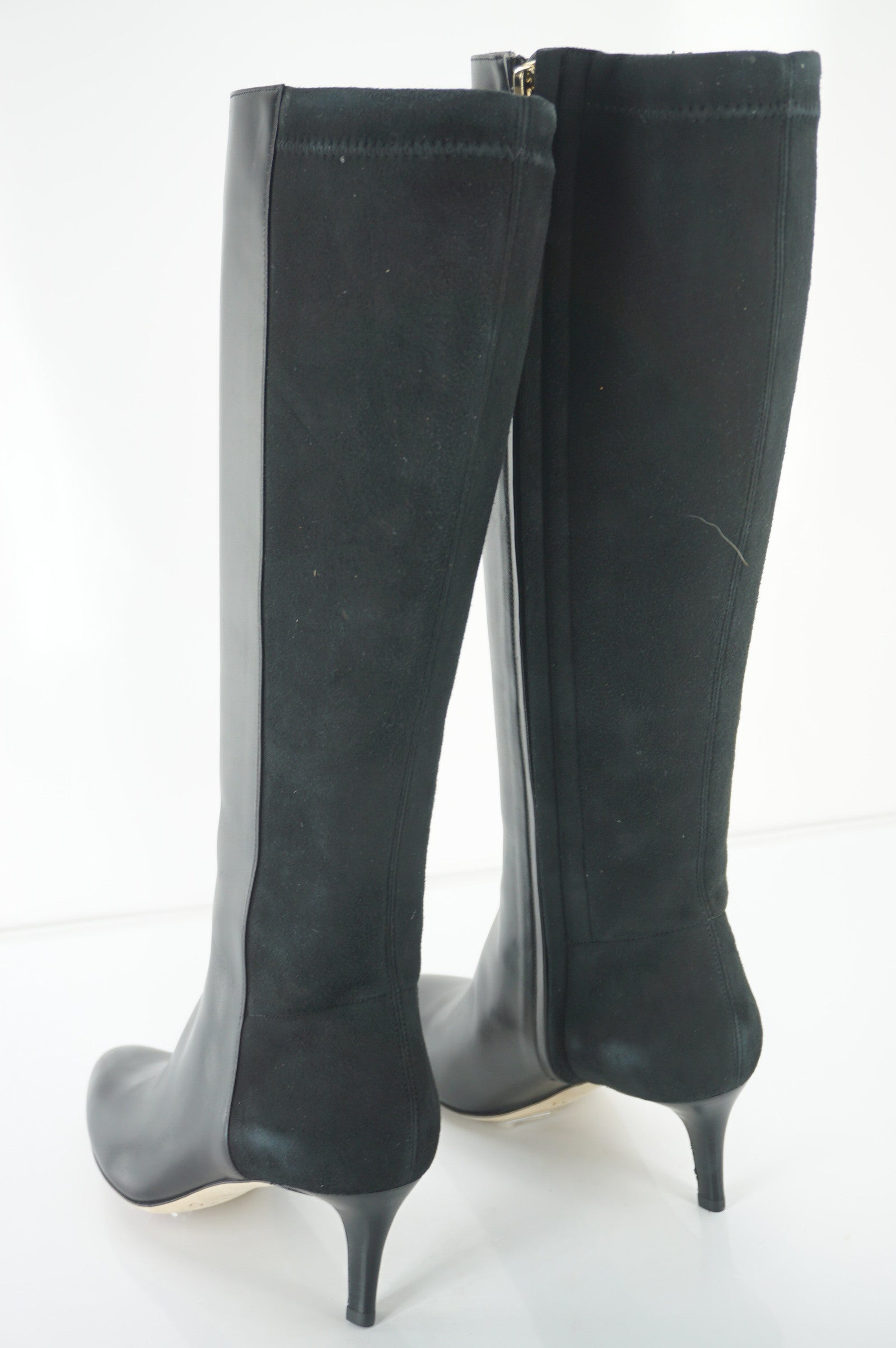 Jimmy Choo Aiden Tall Mixed Leather High Heel Riding Boots SZ 35 Knee NIB $1150