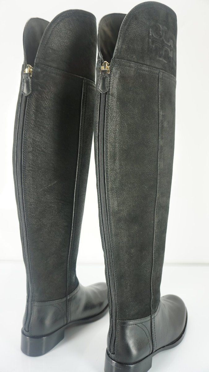 Tory Burch Black Buffalo Leather 'Simone' Over the Knee Boots Size 5 New $525