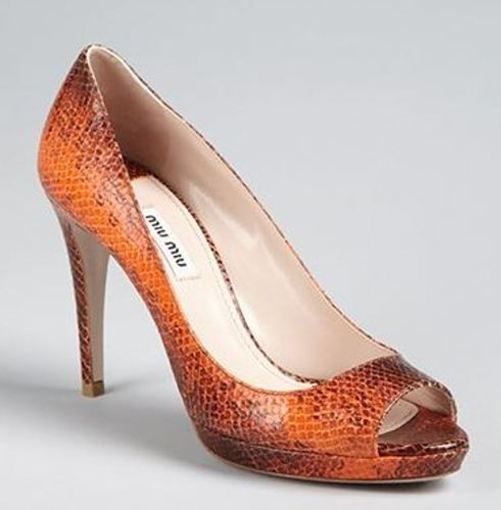 Miu Miu Snake Skin Open Toe Platform Pumps size 38.5 New $670