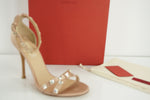 Valentino Garavani Rockstud Glam Poudre Satin City Sandal SZ 38.5 New $1295 Nude