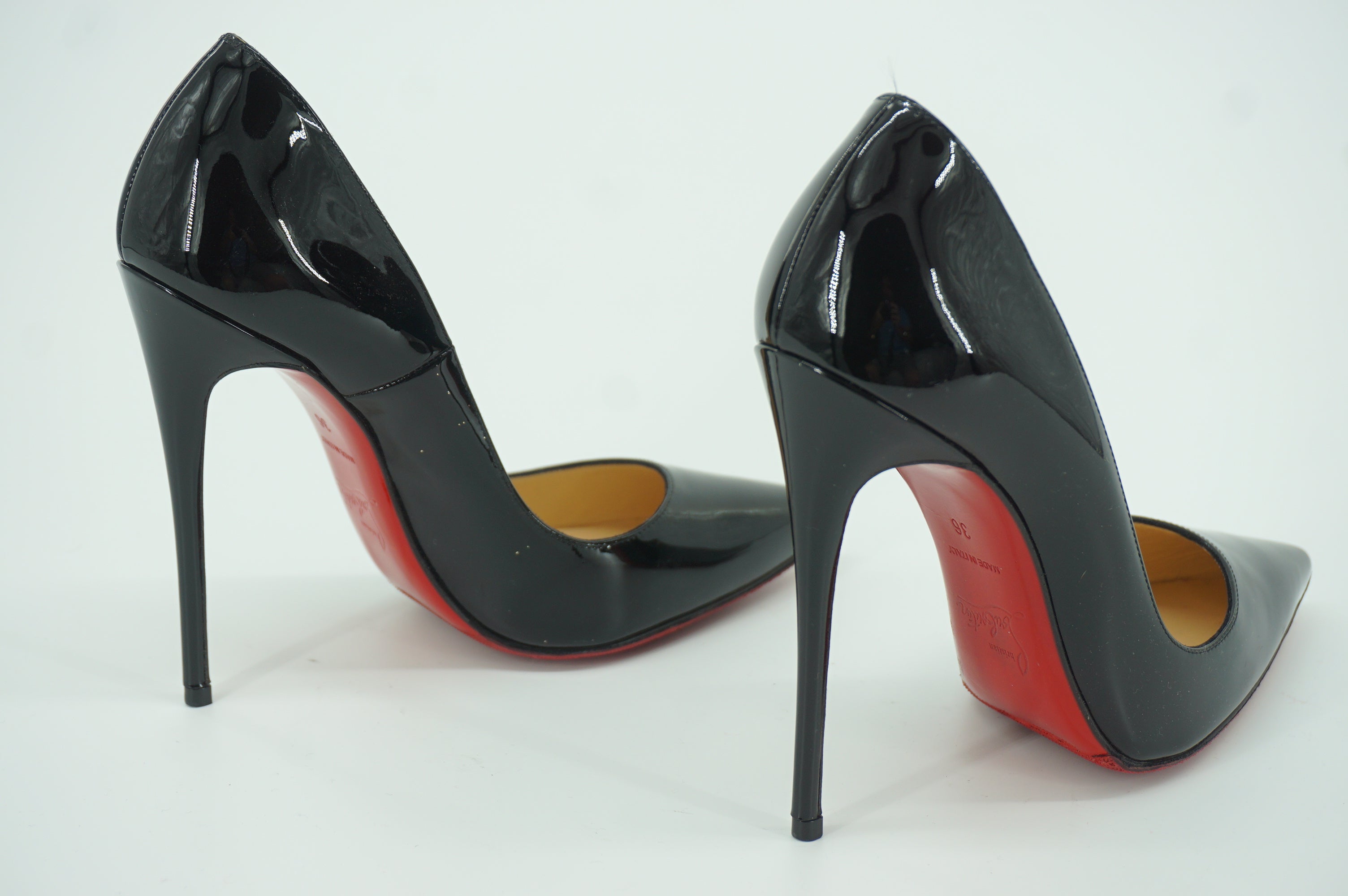 Christian Louboutin So Kate Pointy Pumps Black Patent Size 5 Womens Classic