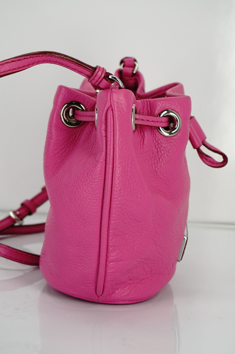 Marc Jacobs Pink Leather Too Hot to Handle Mini Drawstring Crossbody Bag New by