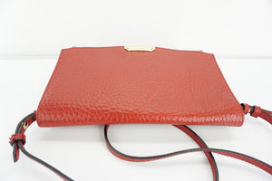 Burberry Large Langley Red Leather Clutch Crossbody Bag $795 SG Grain Shoulder