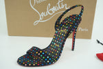 Christian Louboutin O Marylin Sandal Black Fabric Size 7.5 Women Polka Dot