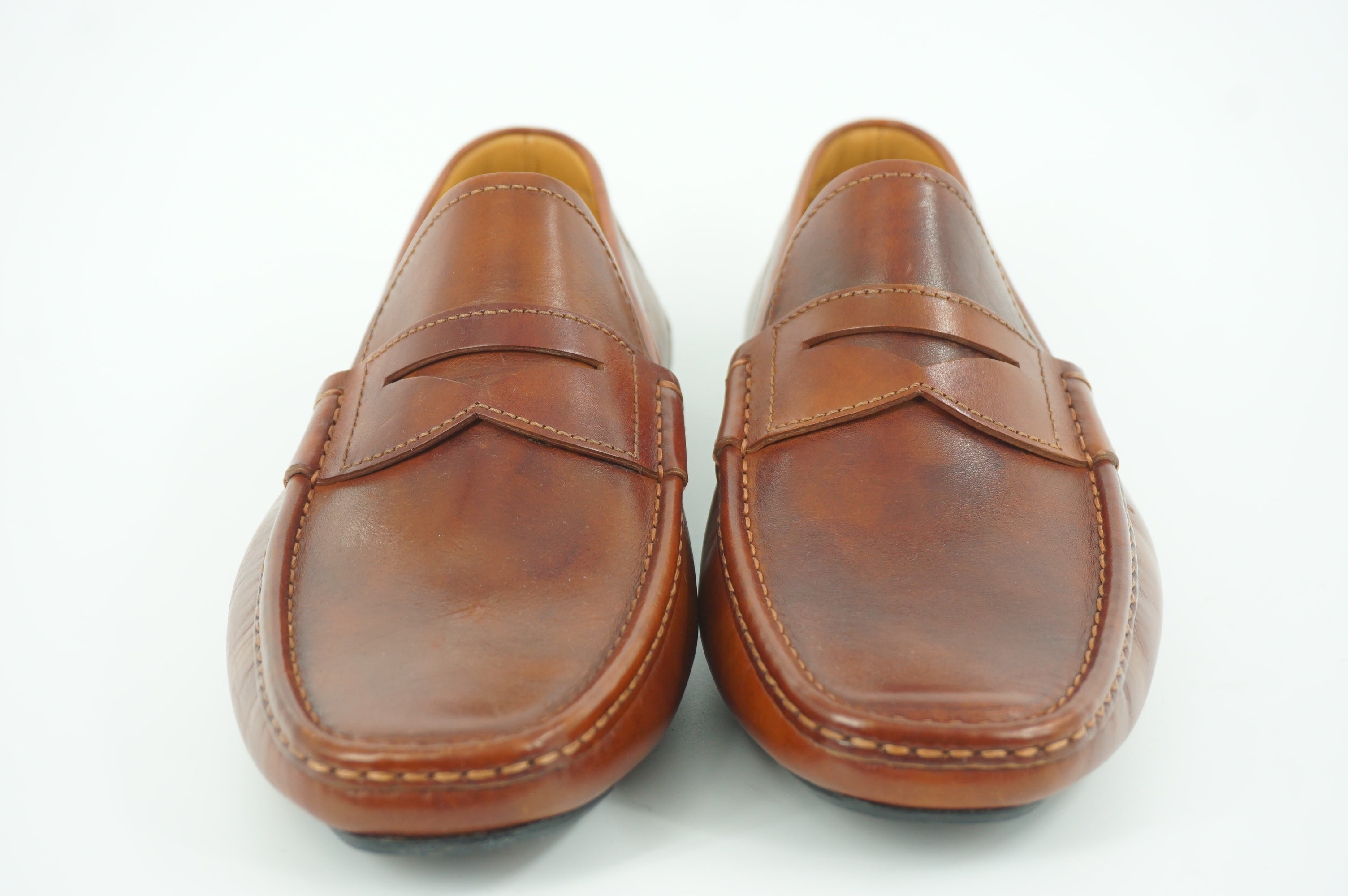 Magnanni Vance Penny Driving Loafers Size 9.5 Brown Leather $350 slip on NIB