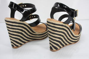 Kate Spade New York Black Patent Lucie Platform Wedge Sandals Size 9.5 NIB $278