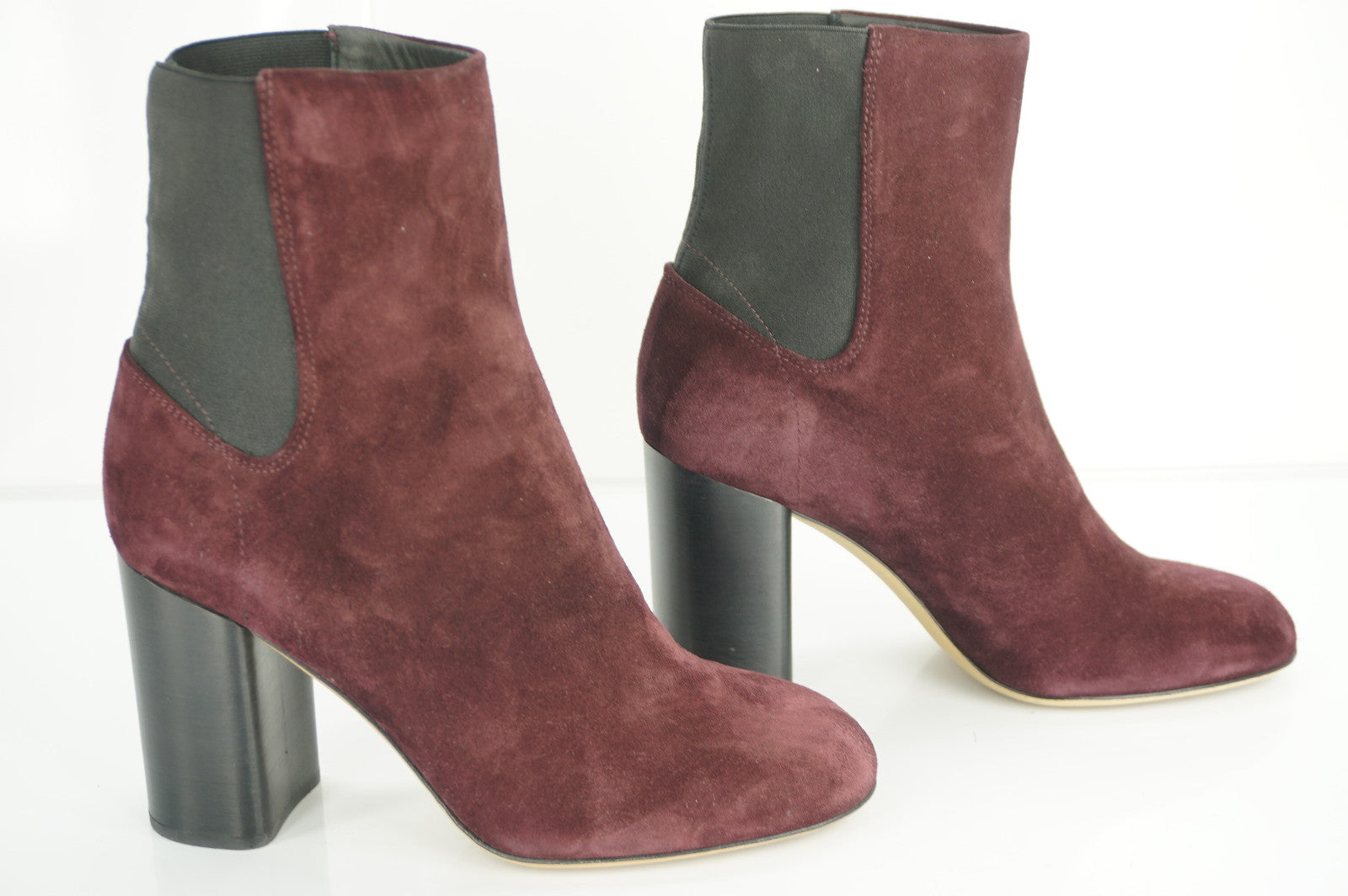 Rag & Bone Agnes Wine Suede Leather Heels Ankle Boots Sz 39 Stretch $575 Chelsea