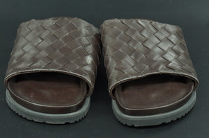 Allen Edmonds Del Mar Brown Woven Leather Men Slide Sandals Size 11.5 $225 Flat