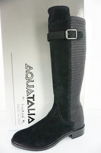 Aquatalia Black Suede Gael Stretch Back Knee High Riding Boots Size 7 $595