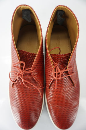 Giorgio Armani Red Perforated Leather High Top Sneakers Size 9.5 New $615 Chukka