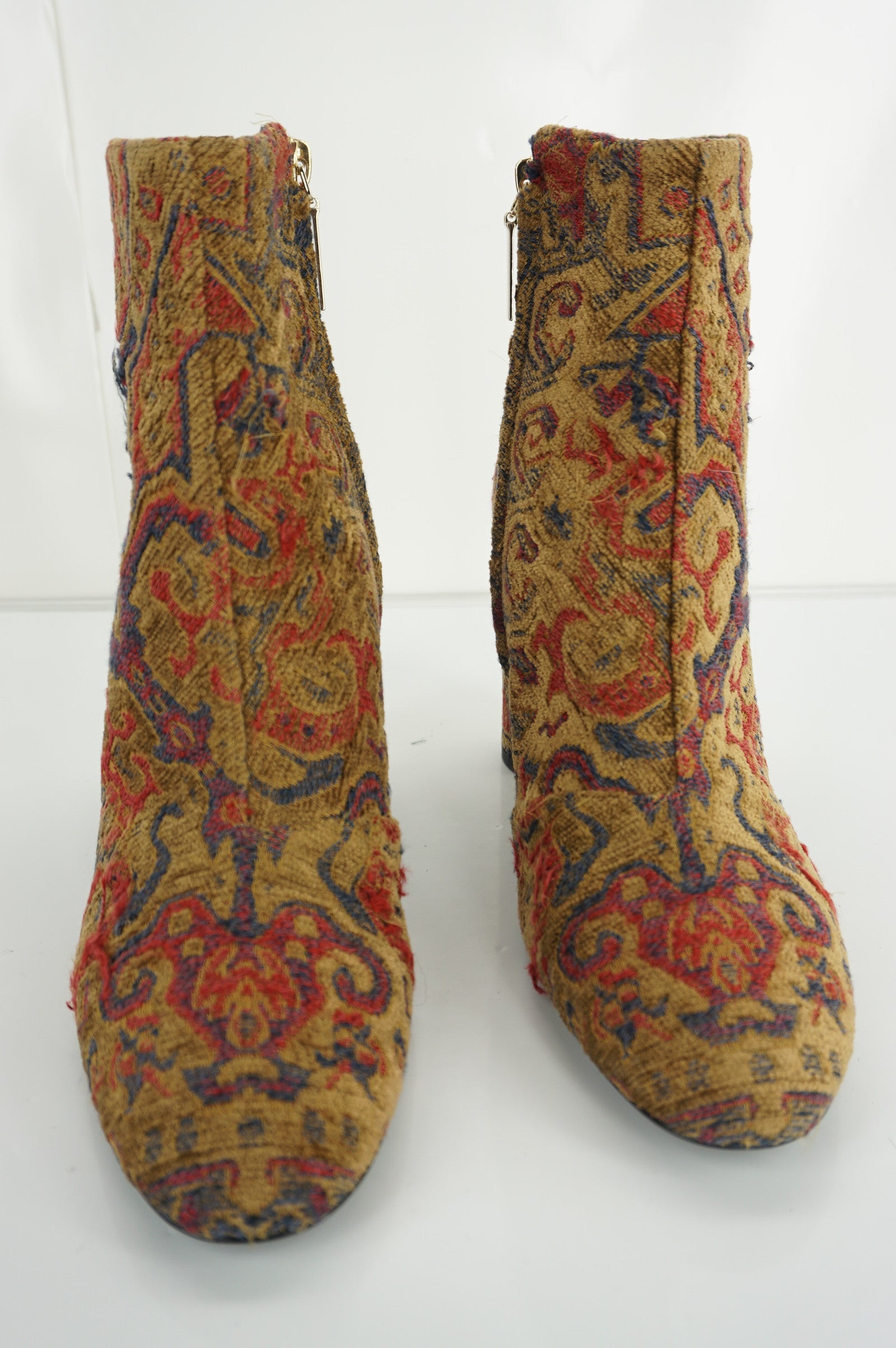 Yves SAINT LAURENT Loulou Tapestry block Heel Ankle Boots SZ 39.5 NIB YSL $995