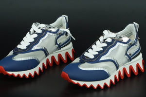 Christian Louboutin Sharkina Flat Mesh Runner Sneaker SZ 37.5 NIB Blue $895