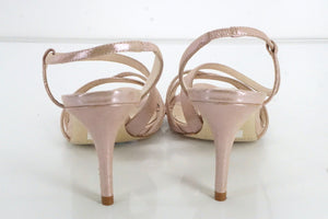 Size 37.5 LK Bennett Pink Metallic Leather Lourdes Sandals High Heels New $345