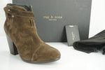 Rag & Bone Brown Suede Harrow Strappy Block Heel Ankle Boots Size 37.5 $495 NIB