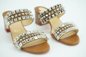 Christian Louboutin Tina Goes Mad Studded Sandal Size 37 New $795 Brown Leather