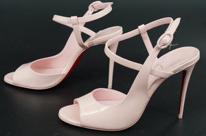 Christian Louboutin Jenlove 100 Pink Patent Sandals Size 38 Ankle Strap $945 NIB