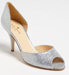 Kate Spade New York Silver Glitter Sage d'Orsay Open Toe Heel Pumps Size 7 $298
