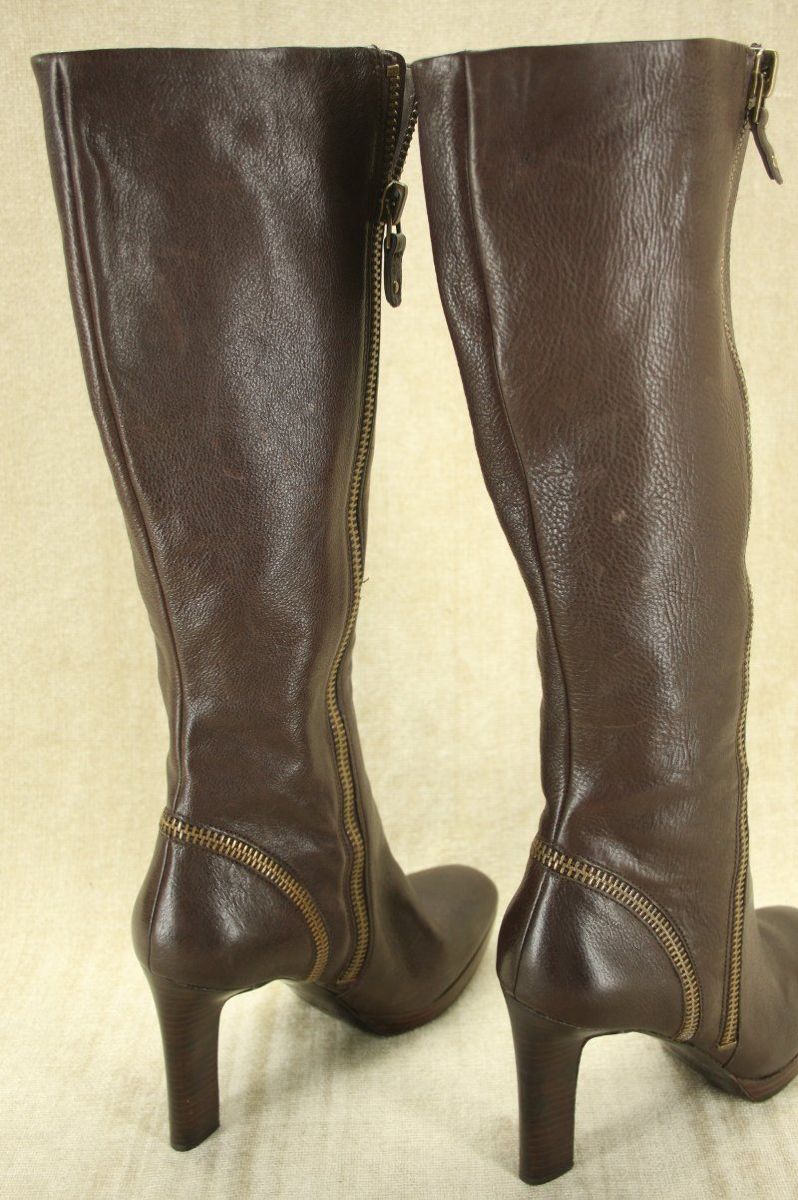Via Spiga Brown Leather 'Tenley' High Heel Riding Boots Size 9.5 New $398