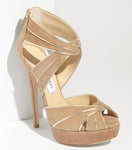 Jimmy Choo Koko Metallic Trim Suede Strappy Platform Pumps SZ 40 10 New $1150