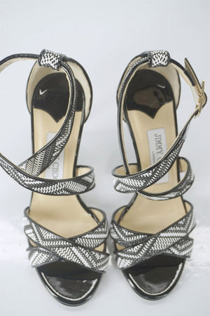 Jimmy Choo Louise Chevron Striped Ankle Strappy Sandals SZ 35.5 New Heels $750