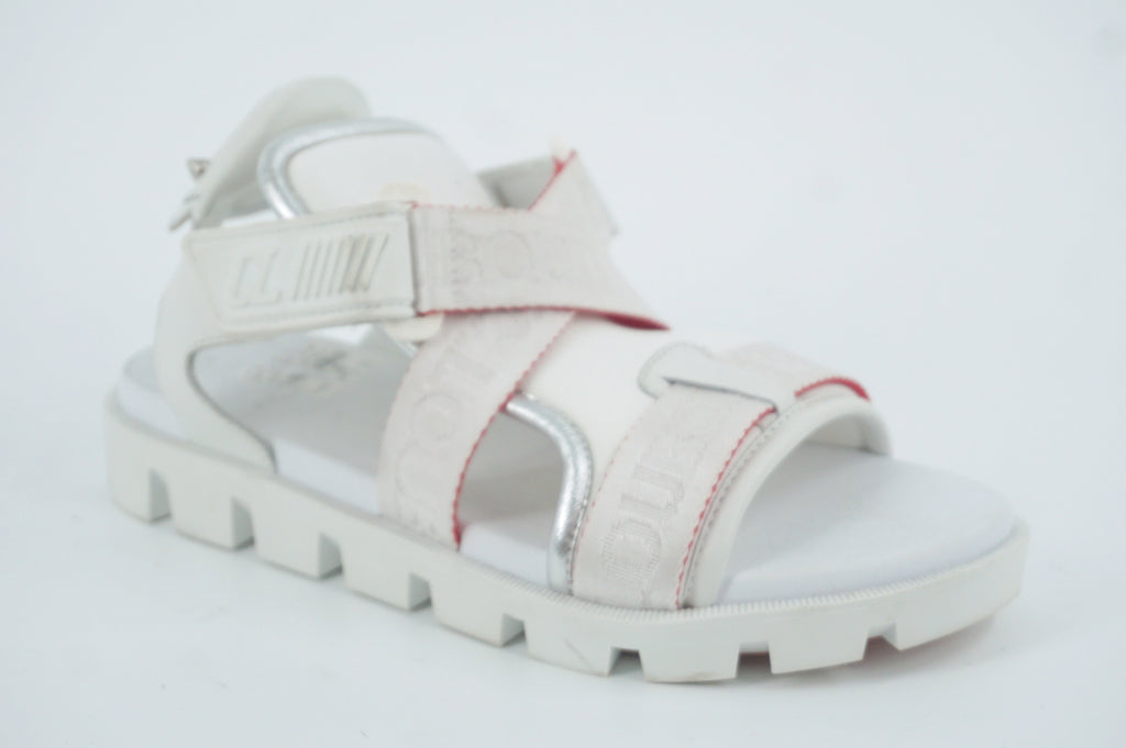 Christian Louboutin Velcrissimo Sandal White Leather Size 7 Womens strappy