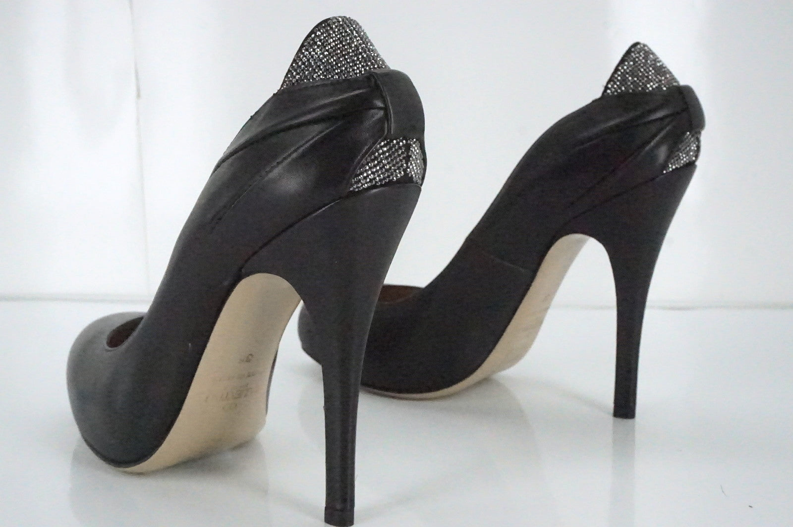 Valentino Black Leather Drape Studded High Heel Pumps Size 36 NIB $745 Women's