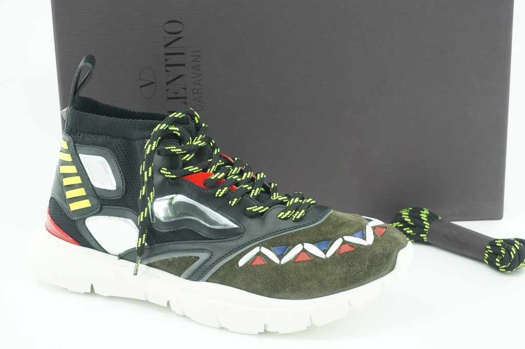 Valentino Mens Heros Reflex Sneaker Logo Sz 43.5 10.5US Mid top lace up NIB $890