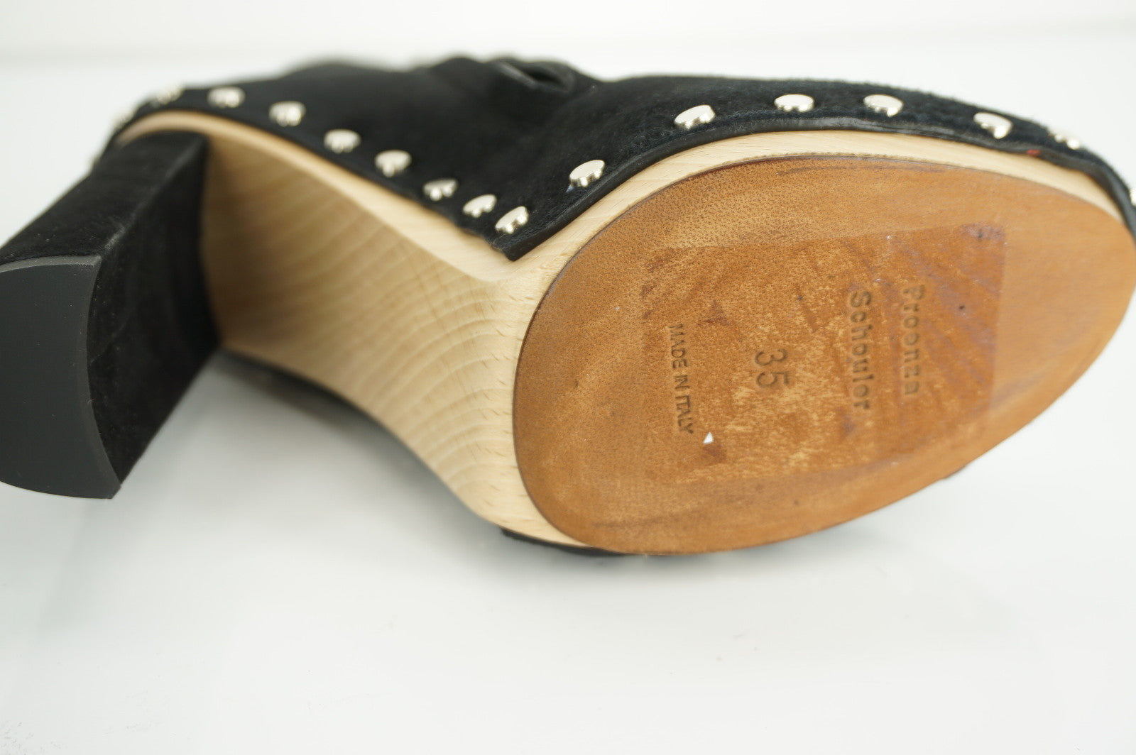 Proenza Schouler Studs Black Suede Platform Ankle Boots Size 35 Heels NIB $1050