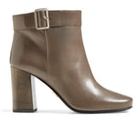 Prada Grey Block Heel Ankle Short Booties Size 39 Buckle Top High NIB $950