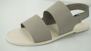 Vince Grey Steel Leather Sorce Ankle Strap Flat Sandals Size 9.5 NIB Women's SZ