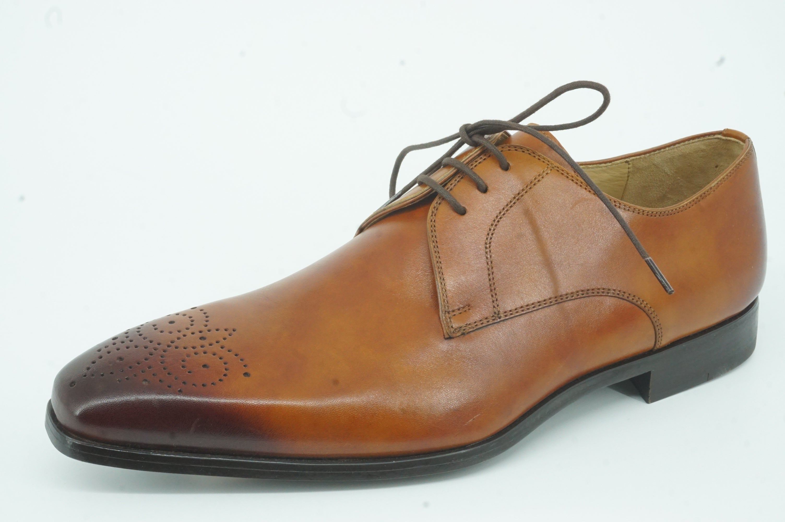 Magnanni Samuel Perforated Toe Oxford Derby Dress Shoes Size 8.5 Brown $395