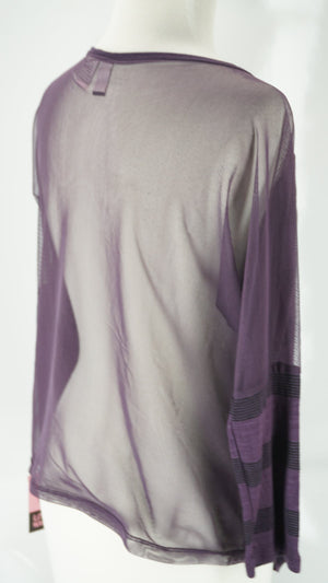 Love On A Hanger Striped T Shirt Sheer Back Blouse SZ Small Purple $32 Nordstrom