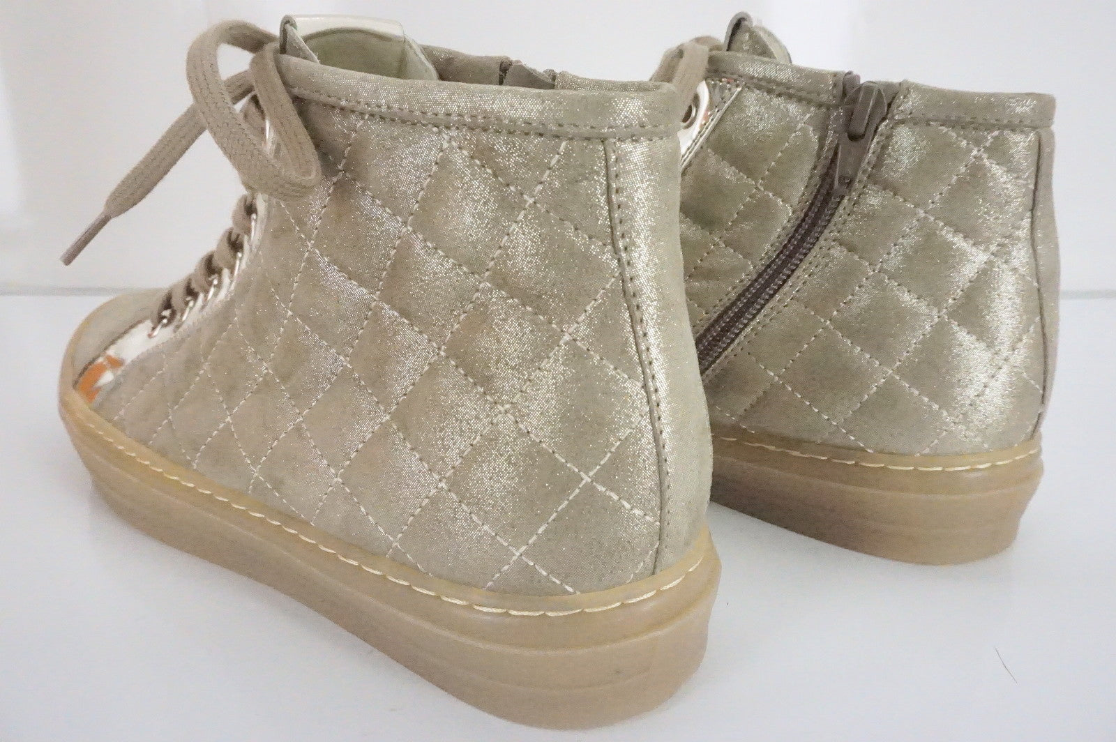 Attilio Giusti Leombruni Quilted Suede Ginger High Top Sneaker Size 38.5 NIB AGL