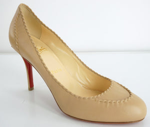 Christian Louboutin Womens Marpelissimo Pump Nude Leather Size 38.5