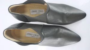 Jimmy Choo Decant Leather Stretch Side Chelsea Ankle Boots SZ 39.5 Pointed $995
