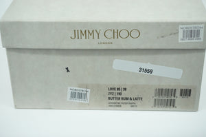 Jimmy Choo Love 85 Brown Cream Asymmetrical Pointed Toe Pumps SZ 38 New $820